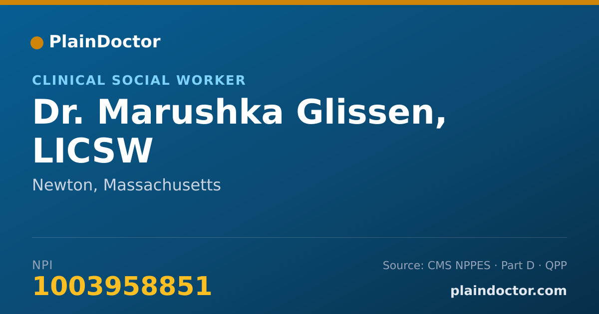 Shareable card for Marushka Glissen, LICSW - Clinical Social Worker, Newton, MA