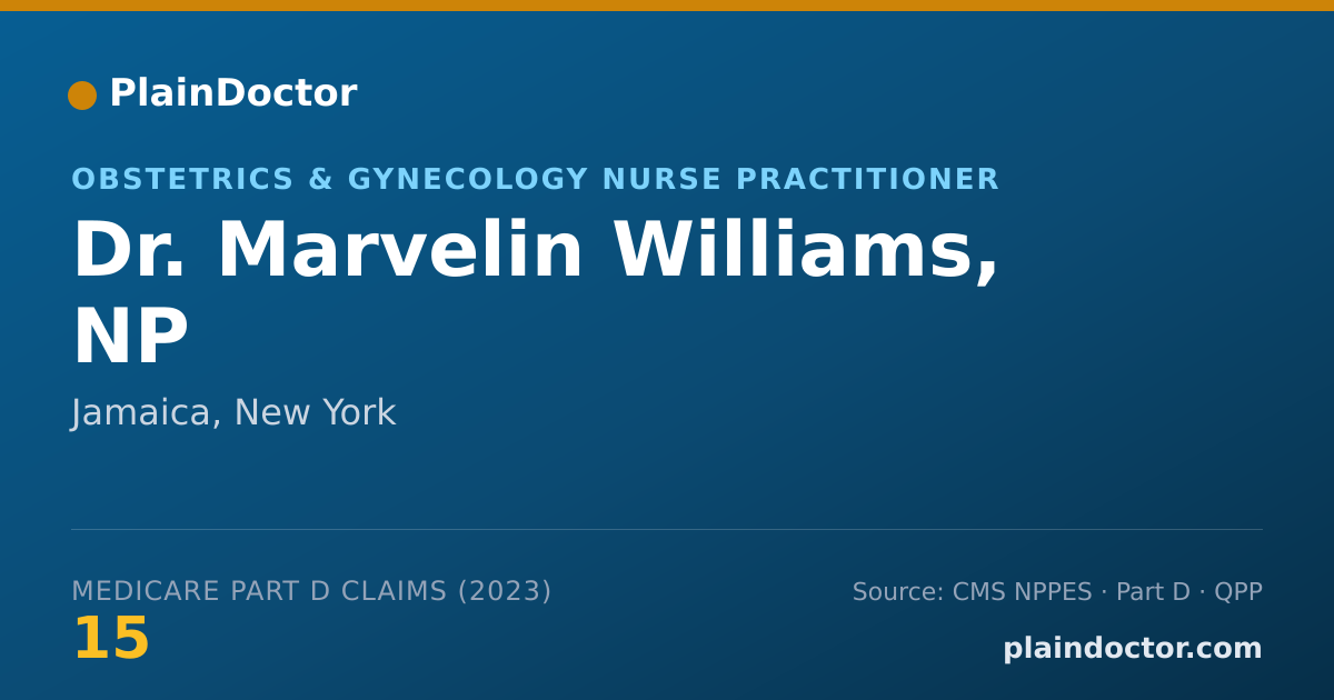 Shareable card for Marvelin Williams, NP - Obstetrics & Gynecology Nurse Practitioner, Jamaica, NY