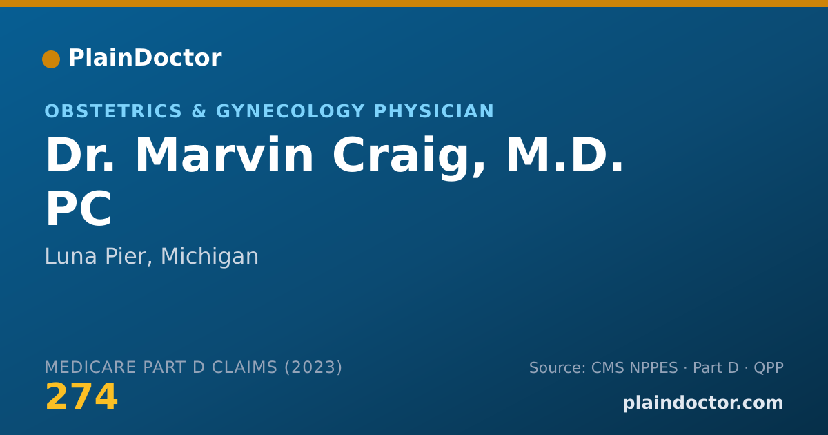 Shareable card for Marvin Craig, M.D. PC - Obstetrics & Gynecology Physician, Luna Pier, MI