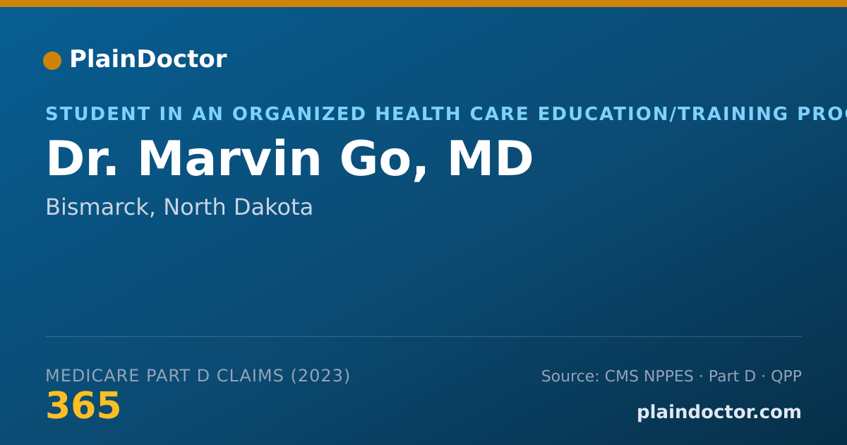 Shareable card for Marvin Go, MD - Student in an Organized Health Care Education/Training Program, Bismarck, ND