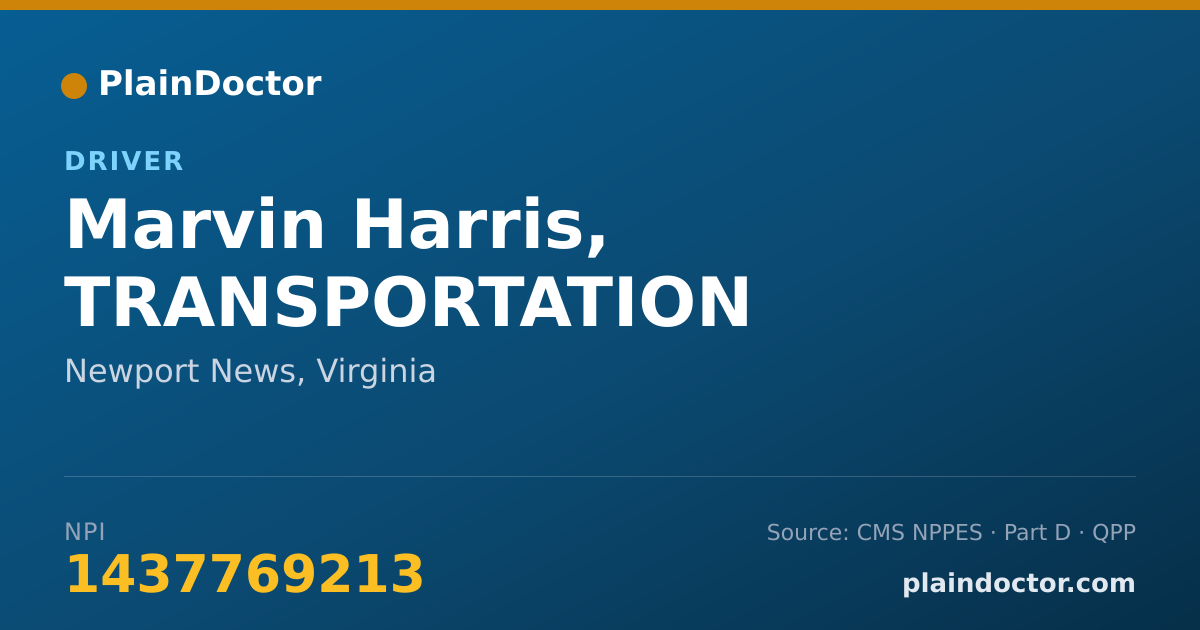 Shareable card for Marvin Harris, TRANSPORTATION - Driver, Newport News, VA
