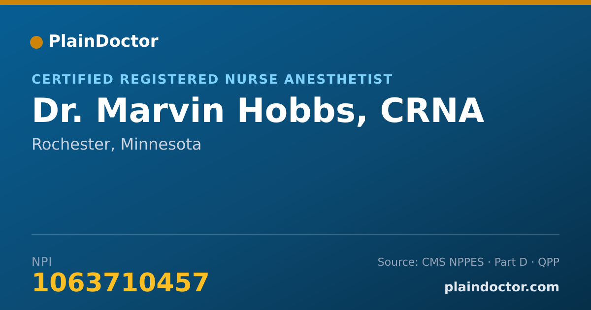 Shareable card for Marvin Hobbs, CRNA - Certified Registered Nurse Anesthetist, Rochester, MN