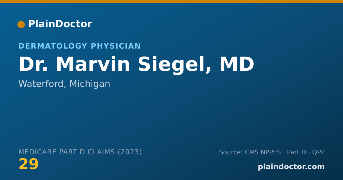 Shareable card for Marvin Siegel, MD - Dermatology Physician, Waterford, MI