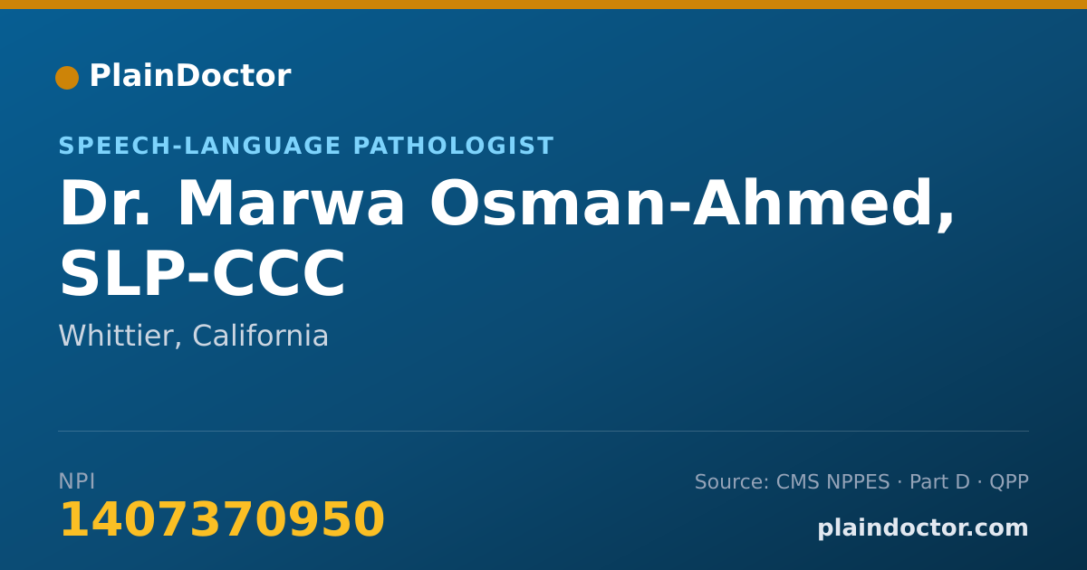 Shareable card for Marwa Osman-Ahmed, SLP-CCC - Speech-Language Pathologist, Whittier, CA