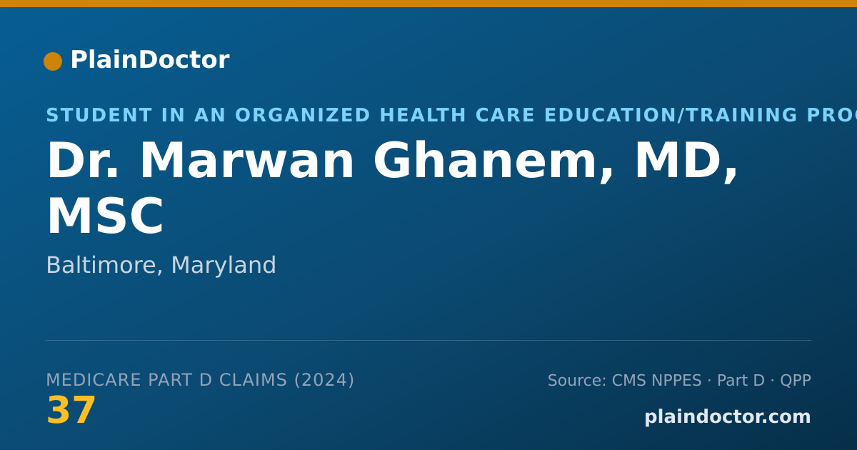 Shareable card for Marwan Ghanem, MD, MSC - Student in an Organized Health Care Education/Training Program, Baltimore, MD