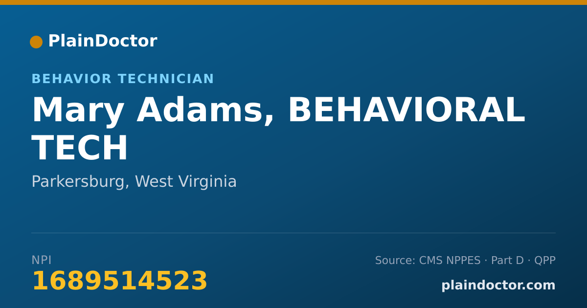 Shareable card for Mary Adams, BEHAVIORAL TECH - Behavior Technician, Parkersburg, WV