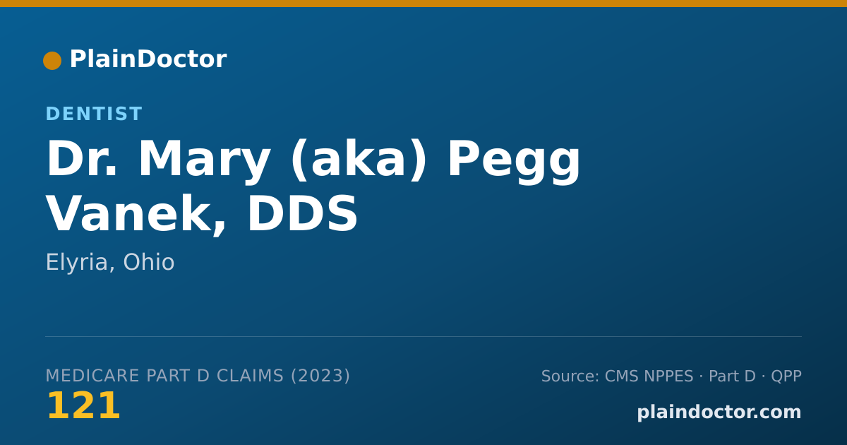 Shareable card for Mary (aka) Pegg Vanek, DDS - Dentist, Elyria, OH