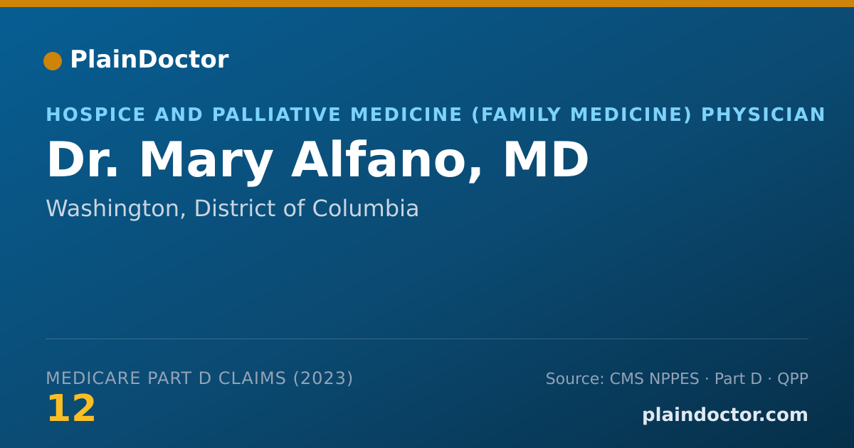 Shareable card for Mary Alfano, MD - Hospice and Palliative Medicine (Family Medicine) Physician, Washington, DC