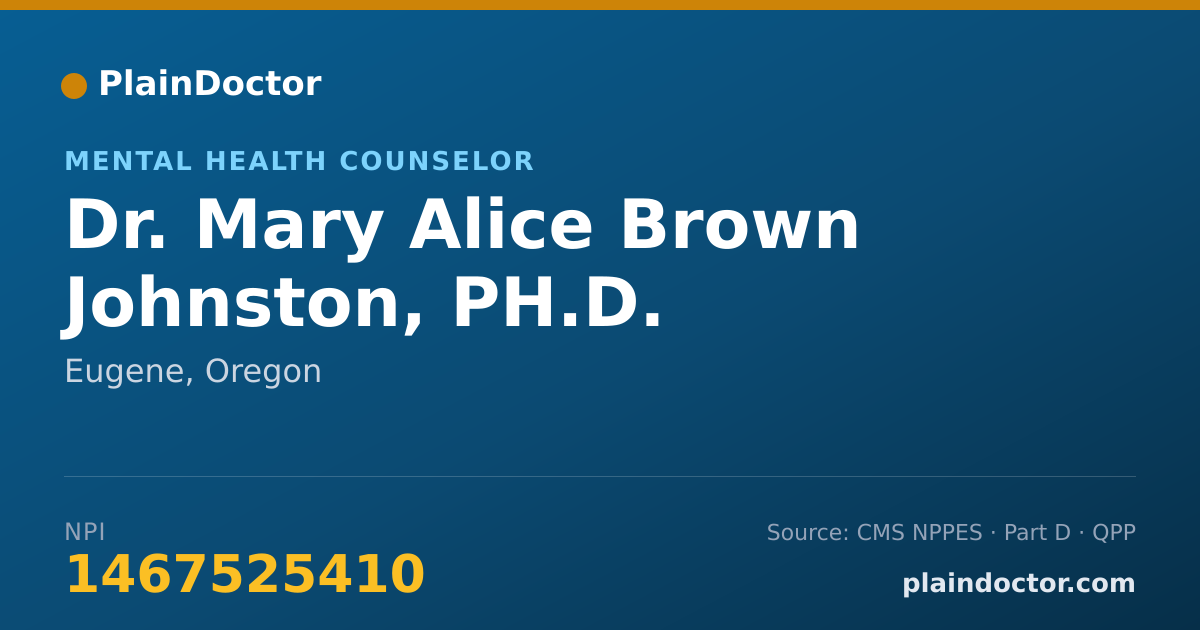 Shareable card for Mary Alice Brown Johnston, PH.D. - Mental Health Counselor, Eugene, OR
