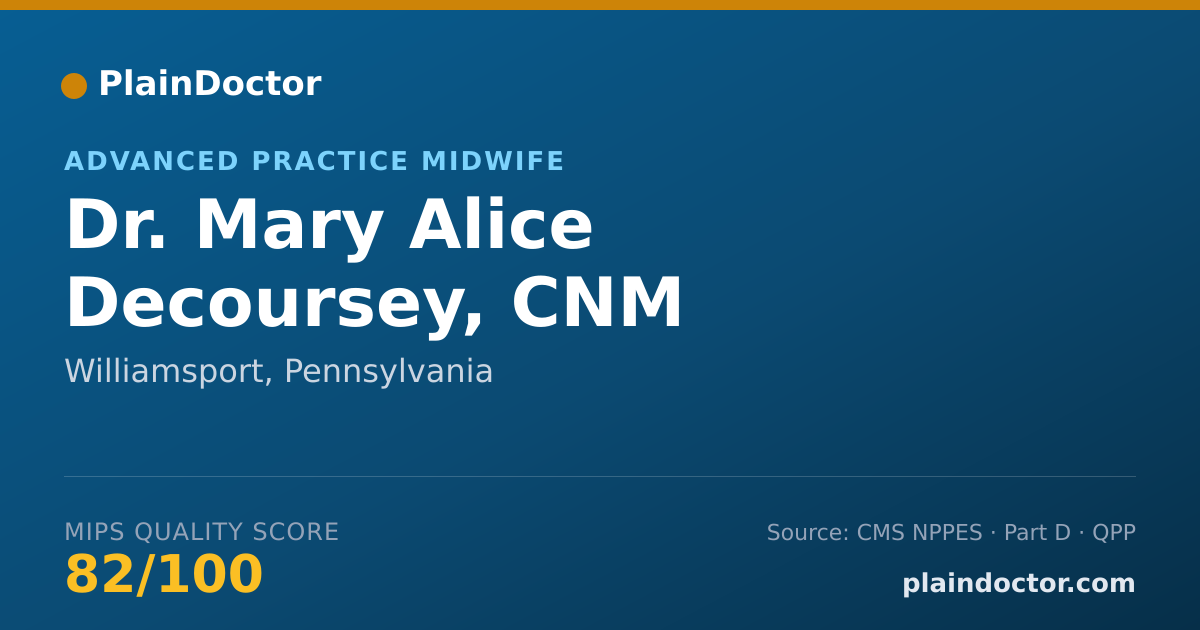 Shareable card for Mary Alice Decoursey, CNM - Advanced Practice Midwife, Williamsport, PA