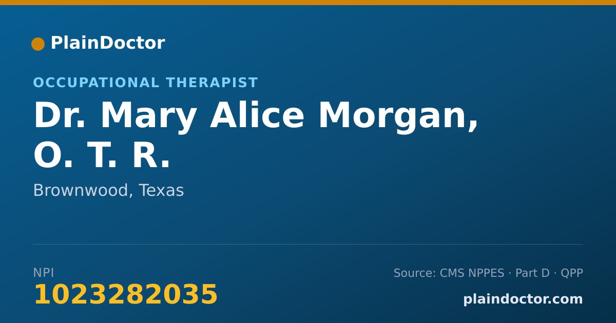 Shareable card for Mary Alice Morgan, O. T. R. - Occupational Therapist, Brownwood, TX