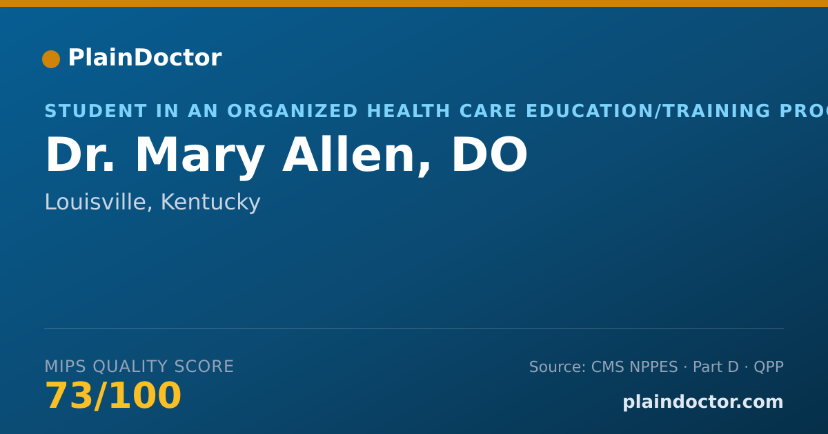 Shareable card for Mary Allen, DO - Student in an Organized Health Care Education/Training Program, Louisville, KY