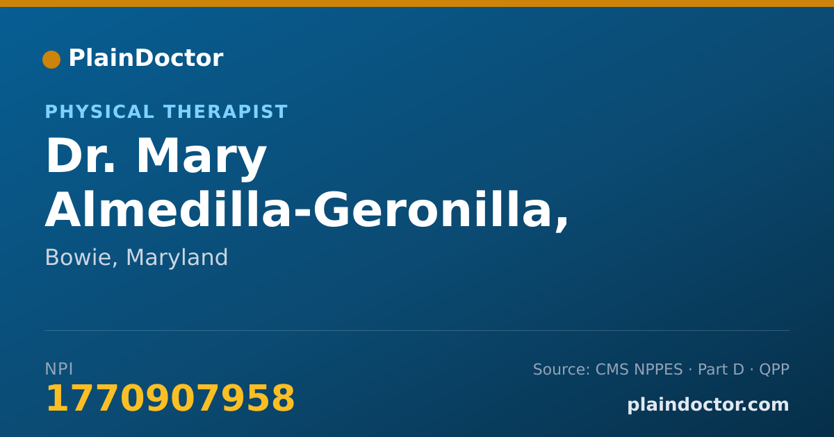 Shareable card for Mary Almedilla-Geronilla, DPT - Physical Therapist, Bowie, MD