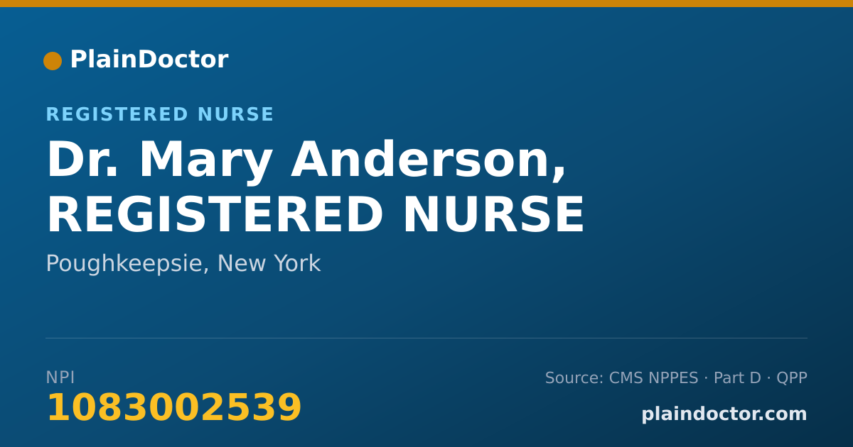 Shareable card for Mary Anderson, REGISTERED NURSE - Registered Nurse, Poughkeepsie, NY