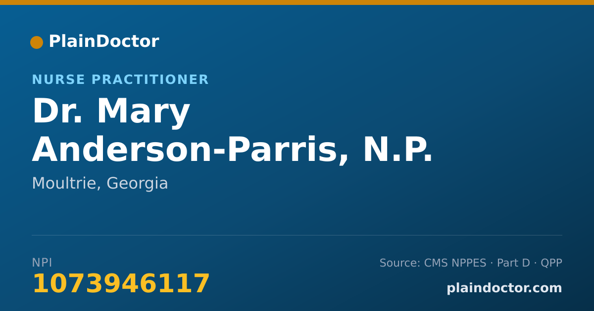 Shareable card for Mary Anderson-Parris, N.P. - Nurse Practitioner, Moultrie, GA