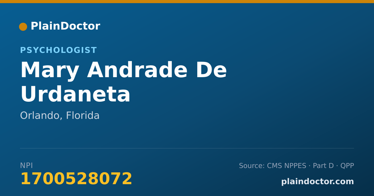 Shareable card for Mary Andrade De Urdaneta - Psychologist, Orlando, FL