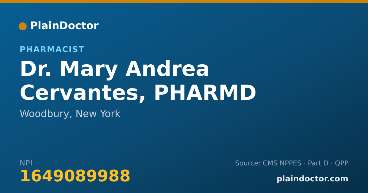 Shareable card for Mary Andrea Cervantes, PHARMD - Pharmacist, Woodbury, NY