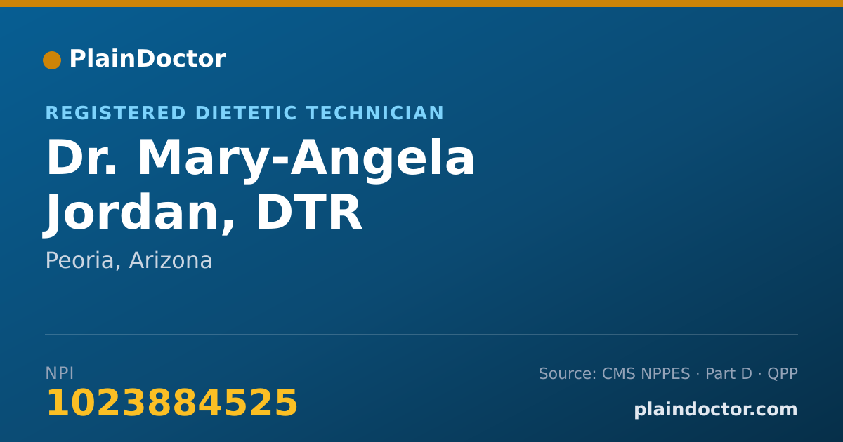 Shareable card for Mary-Angela Jordan, DTR - Registered Dietetic Technician, Peoria, AZ