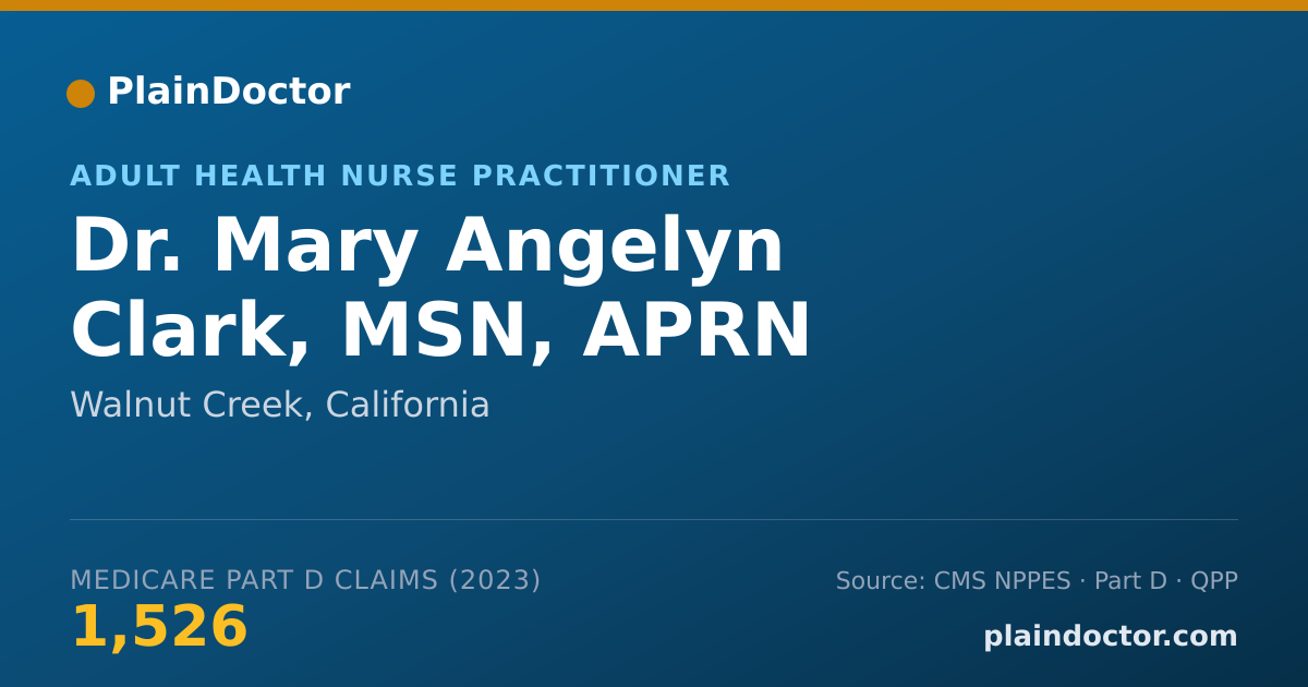Shareable card for Mary Angelyn Clark, MSN, APRN - Adult Health Nurse Practitioner, Walnut Creek, CA