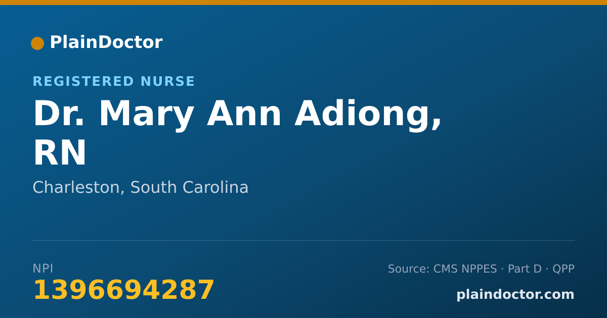 Shareable card for Mary Ann Adiong, RN - Registered Nurse, Charleston, SC