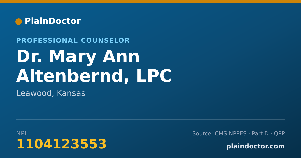 Shareable card for Mary Ann Altenbernd, LPC - Professional Counselor, Leawood, KS