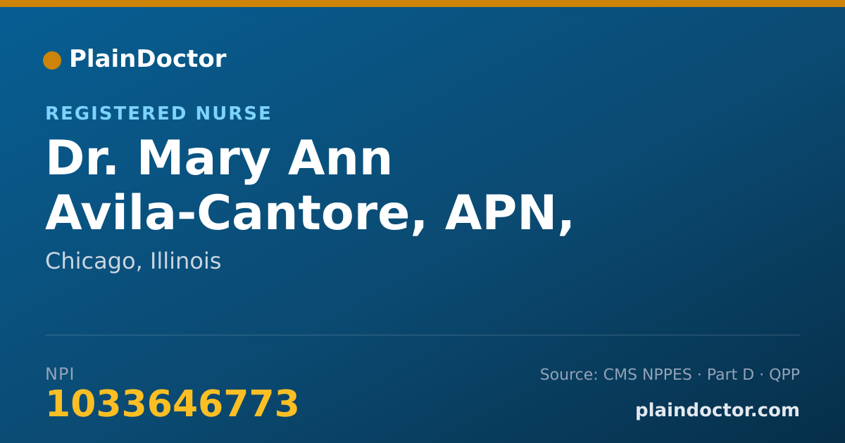 Shareable card for Mary Ann Avila-Cantore, APN, FNP-C - Registered Nurse, Chicago, IL