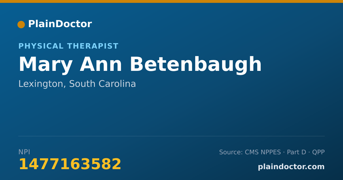 Shareable card for Mary Ann Betenbaugh - Physical Therapist, Lexington, SC
