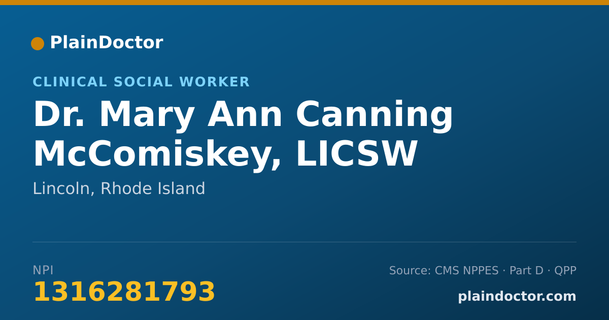 Shareable card for Mary Ann Canning McComiskey, LICSW - Clinical Social Worker, Lincoln, RI