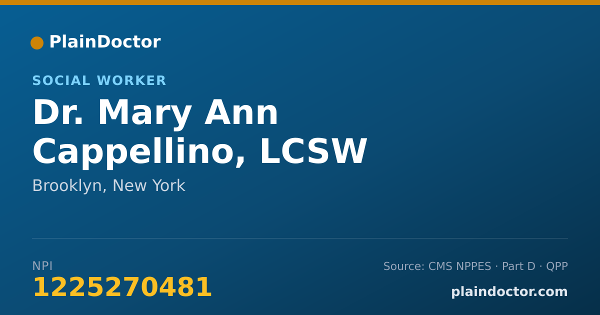 Shareable card for Mary Ann Cappellino, LCSW - Social Worker, Brooklyn, NY