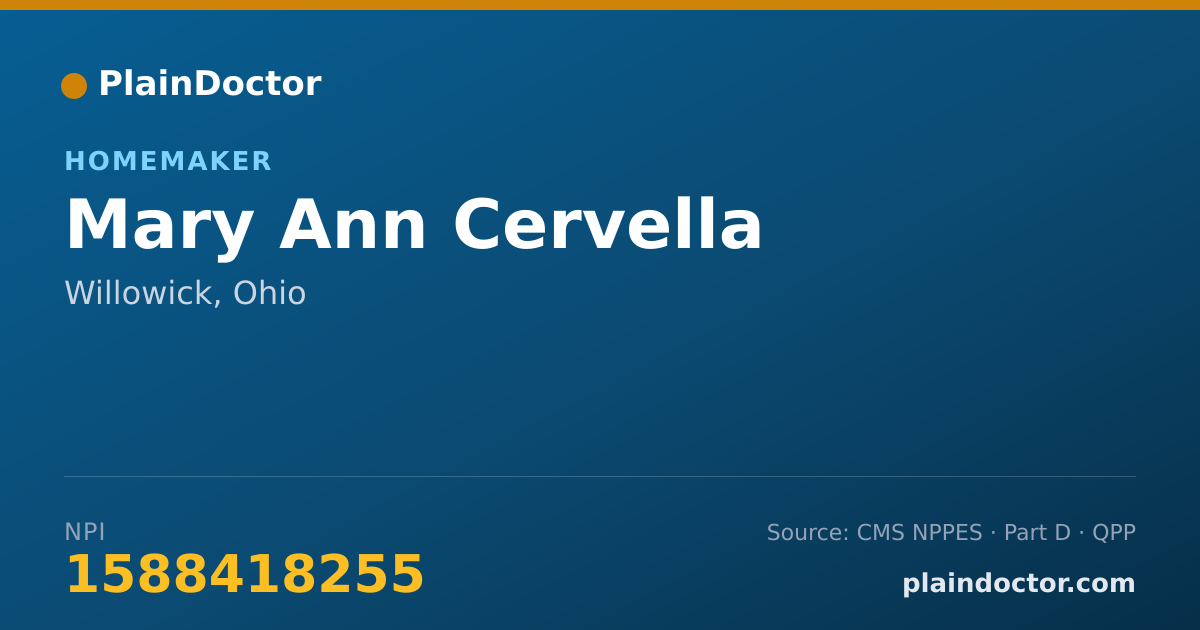 Shareable card for Mary Ann Cervella - Homemaker, Willowick, OH