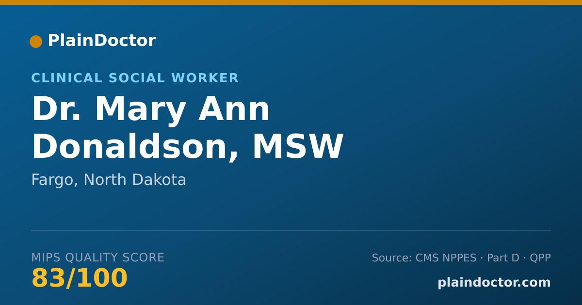 Shareable card for Mary Ann Donaldson, MSW - Clinical Social Worker, Fargo, ND