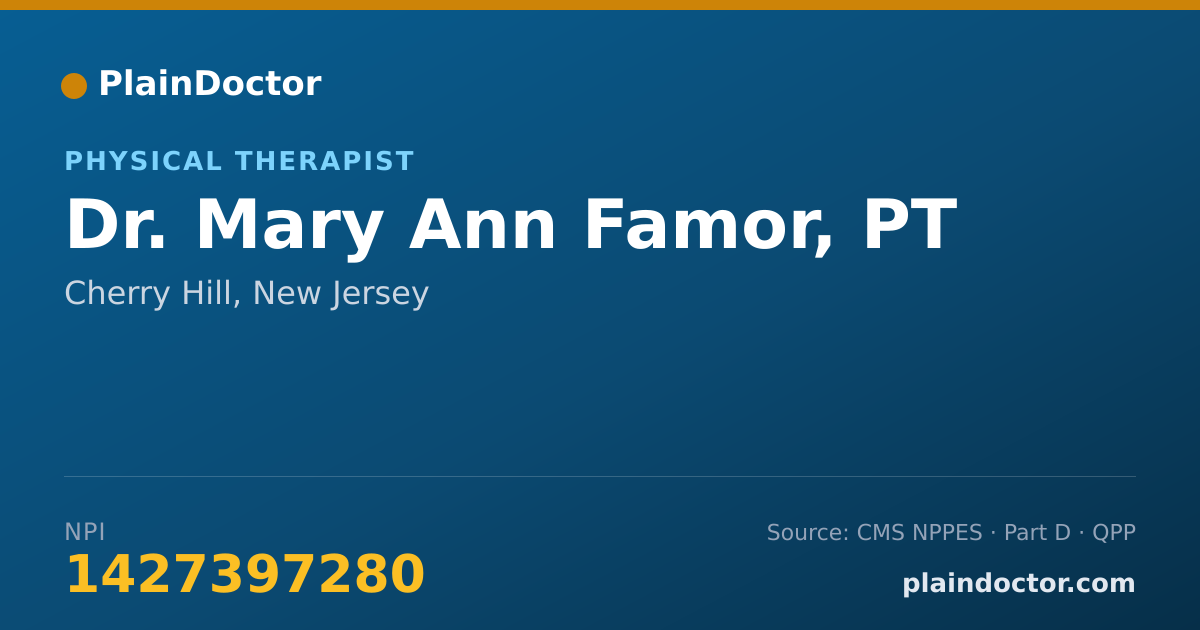 Shareable card for Mary Ann Famor, PT - Physical Therapist, Cherry Hill, NJ