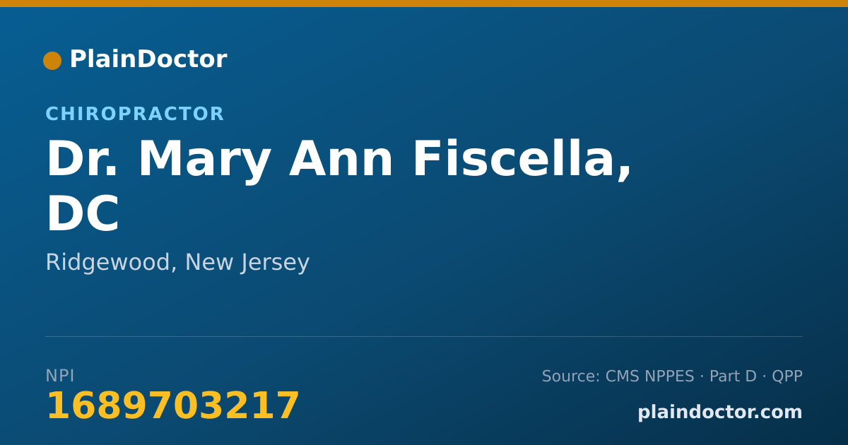 Shareable card for Mary Ann Fiscella, DC - Chiropractor, Ridgewood, NJ