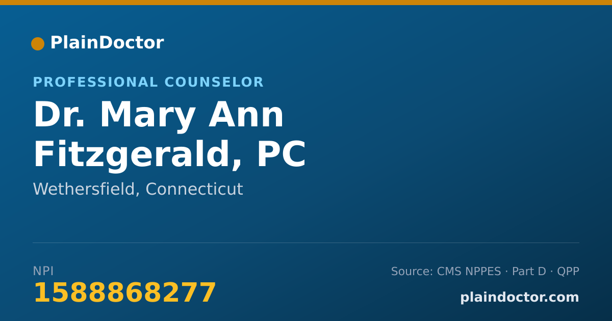 Shareable card for Mary Ann Fitzgerald, PC - Professional Counselor, Wethersfield, CT