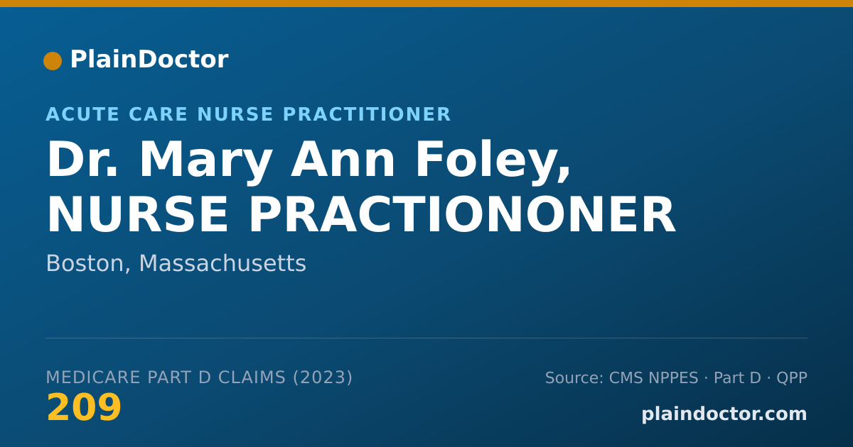 Shareable card for Mary Ann Foley, NURSE PRACTIONONER - Acute Care Nurse Practitioner, Boston, MA