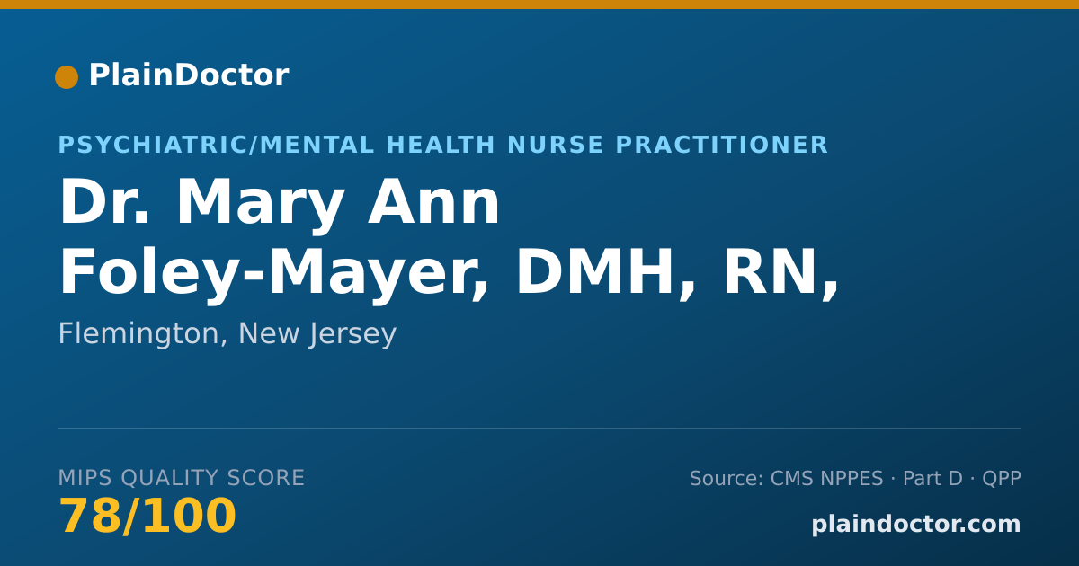 Shareable card for Mary Ann Foley-Mayer, DMH, RN, APN, C - Psychiatric/Mental Health Nurse Practitioner, Flemington, NJ