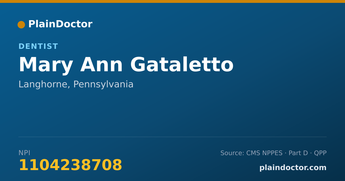 Shareable card for Mary Ann Gataletto - Dentist, Langhorne, PA