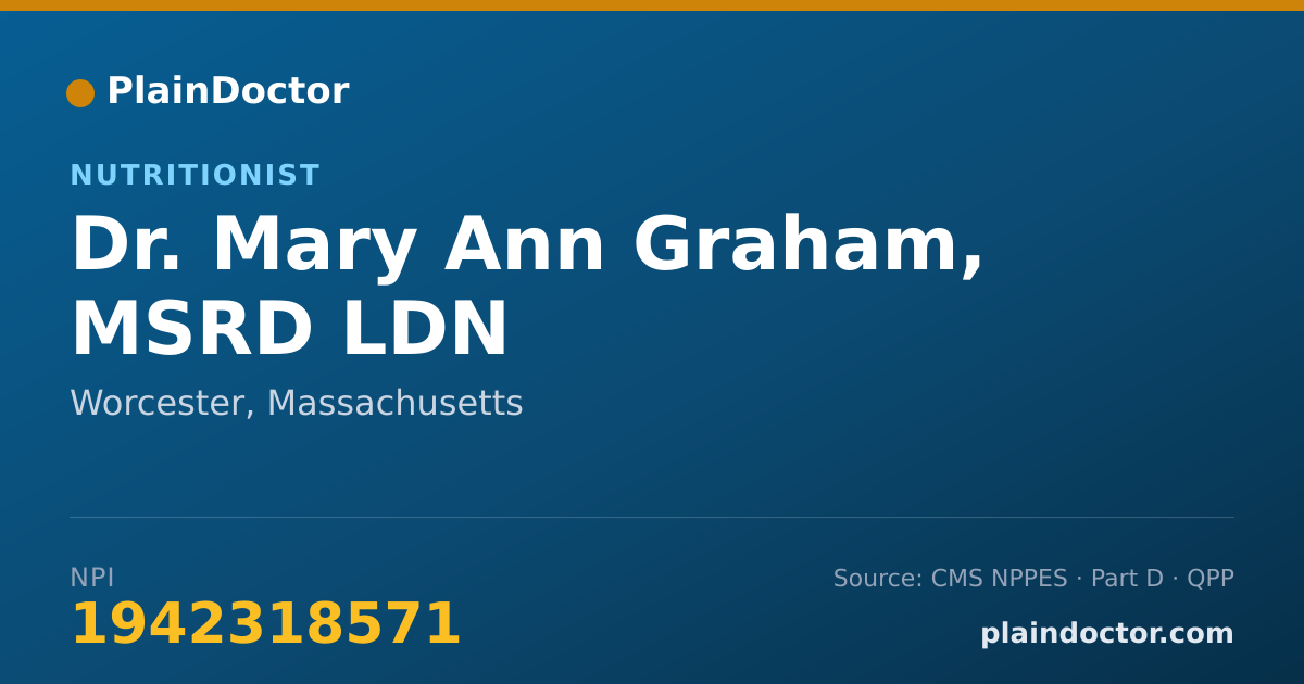 Shareable card for Mary Ann Graham, MSRD LDN - Nutritionist, Worcester, MA