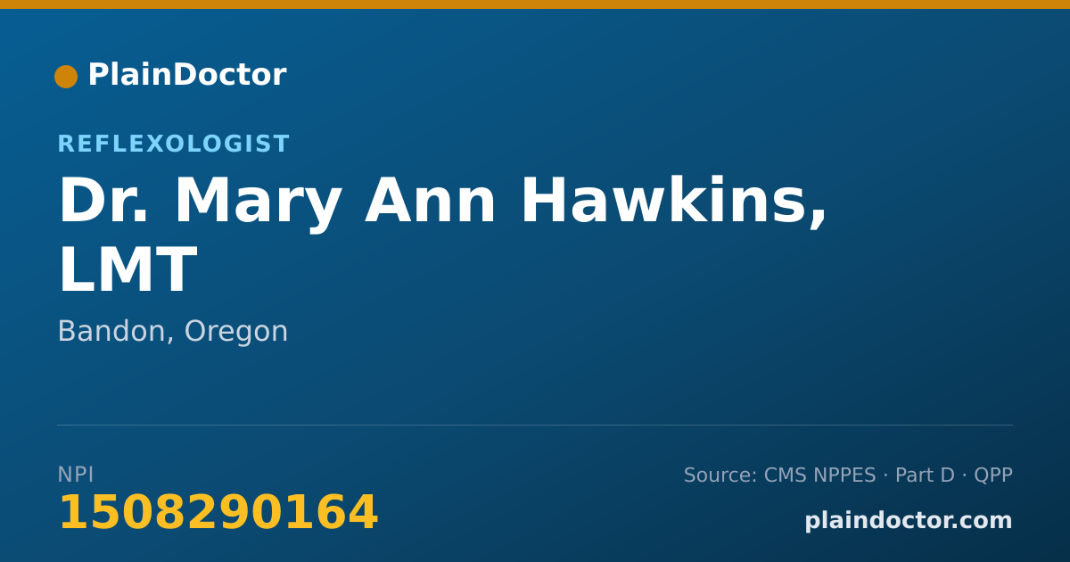 Shareable card for Mary Ann Hawkins, LMT - Reflexologist, Bandon, OR