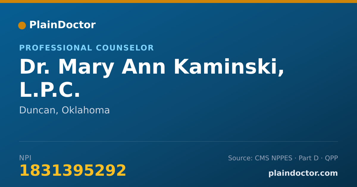 Shareable card for Mary Ann Kaminski, L.P.C. - Professional Counselor, Duncan, OK