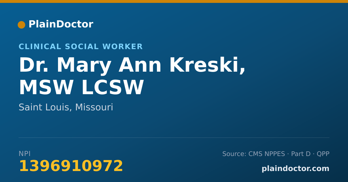 Shareable card for Mary Ann Kreski, MSW LCSW - Clinical Social Worker, Saint Louis, MO