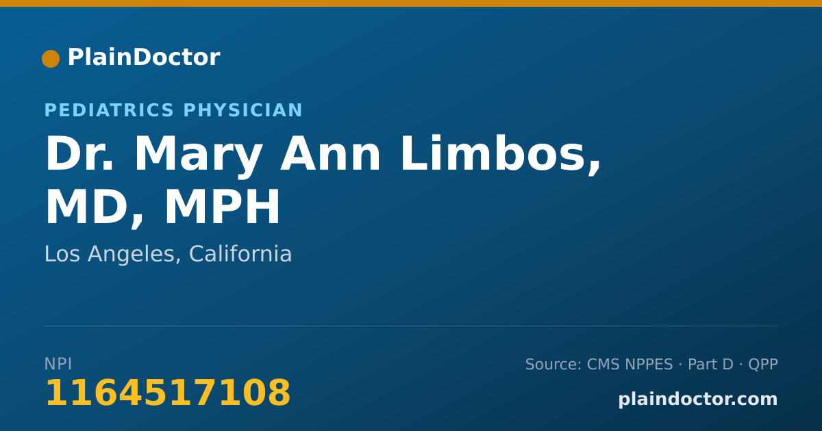 Shareable card for Mary Ann Limbos, MD, MPH - Pediatrics Physician, Los Angeles, CA