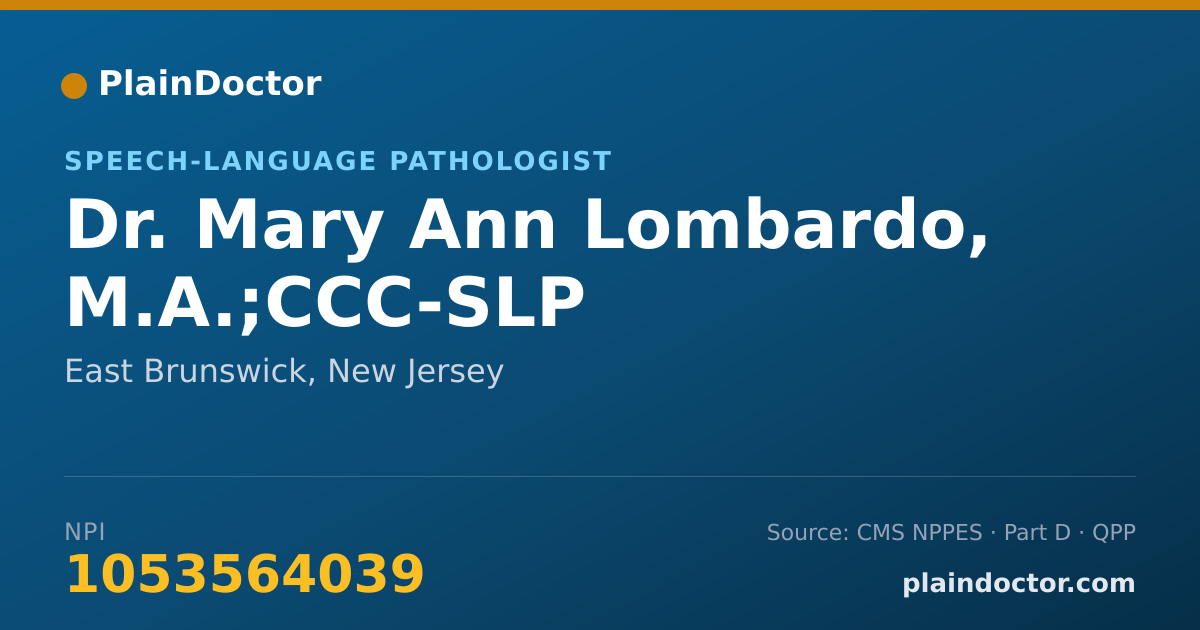 Shareable card for Mary Ann Lombardo, M.A.;CCC-SLP - Speech-Language Pathologist, East Brunswick, NJ