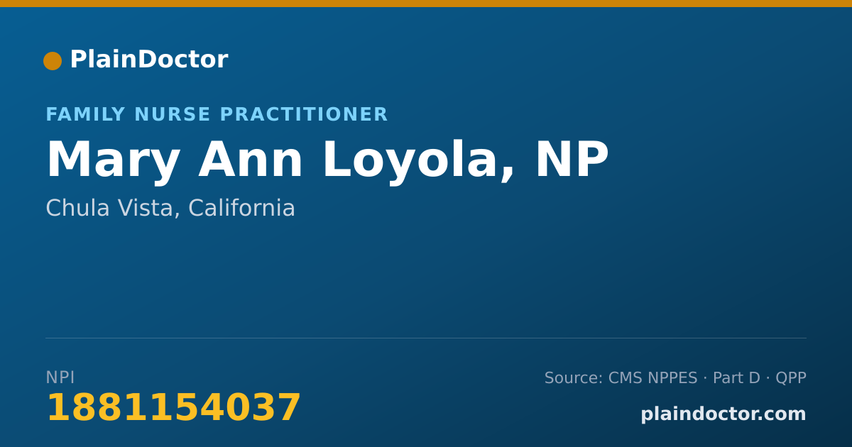 Shareable card for Mary Ann Loyola, NP - Family Nurse Practitioner, Chula Vista, CA