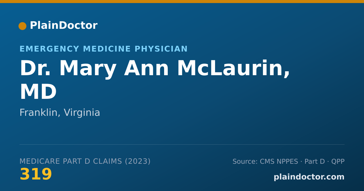 Shareable card for Mary Ann McLaurin, MD - Emergency Medicine Physician, Franklin, VA