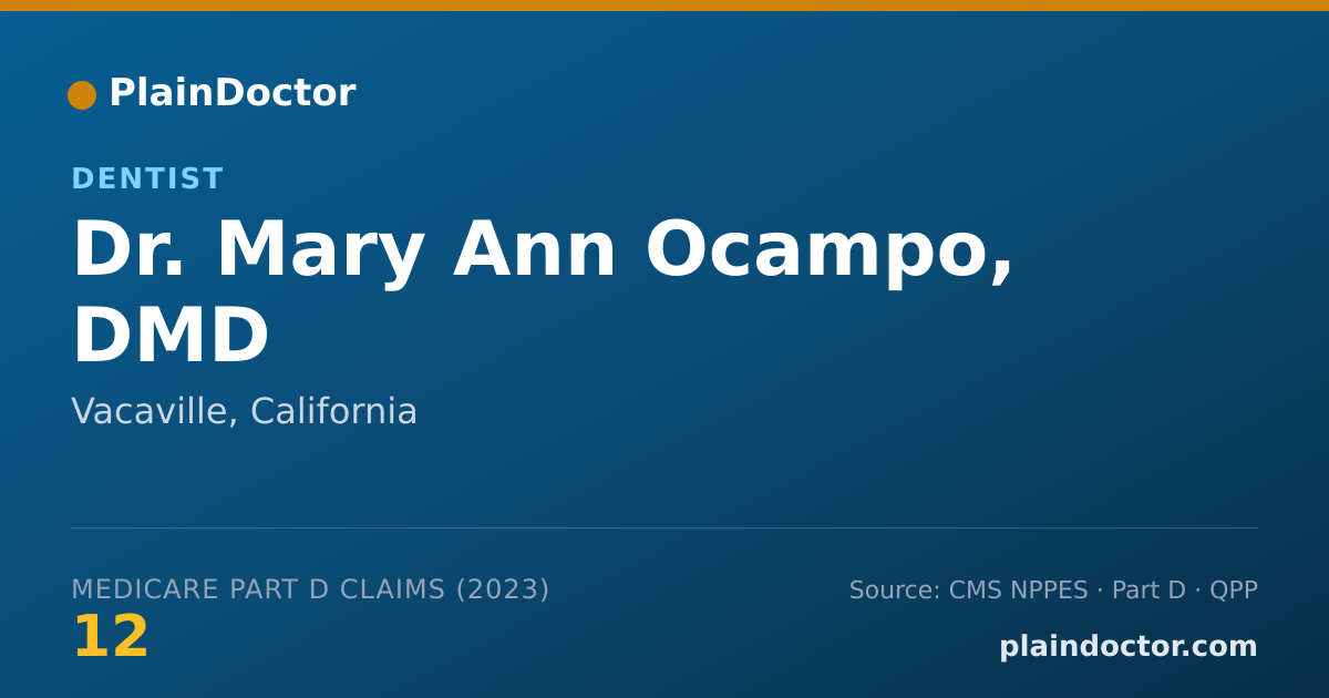 Shareable card for Mary Ann Ocampo, DMD - Dentist, Vacaville, CA