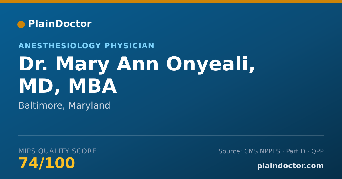 Shareable card for Mary Ann Onyeali, MD, MBA - Anesthesiology Physician, Baltimore, MD