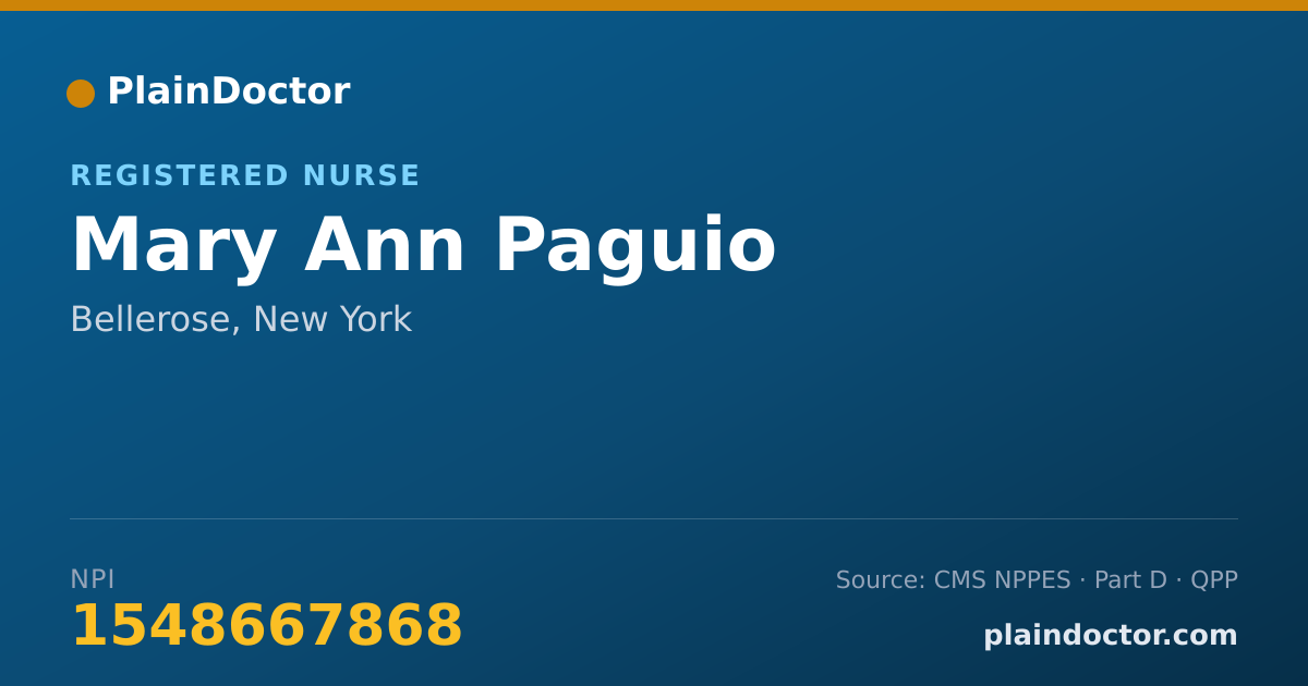 Shareable card for Mary Ann Paguio - Registered Nurse, Bellerose, NY