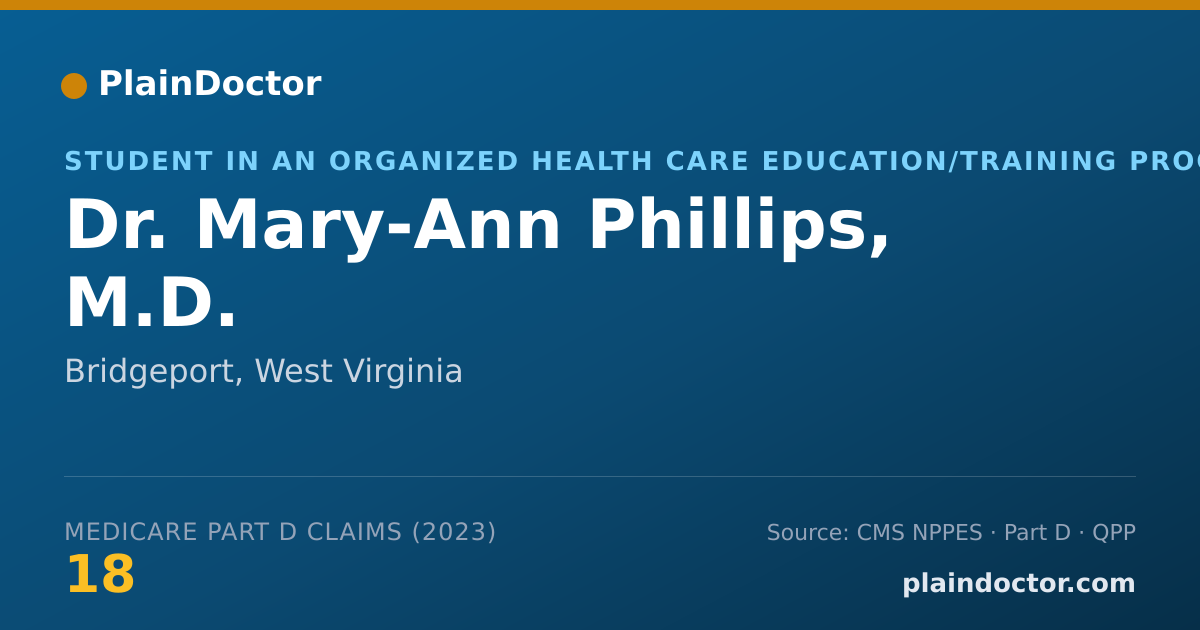 Shareable card for Mary-Ann Phillips, M.D. - Student in an Organized Health Care Education/Training Program, Bridgeport, WV