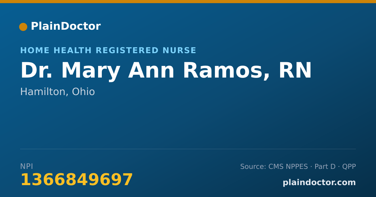 Shareable card for Mary Ann Ramos, RN - Home Health Registered Nurse, Hamilton, OH